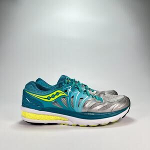 Saucony Hurricane ISO 2 Blue Silver Citron Athletic Running Shoes Women’s Size 9